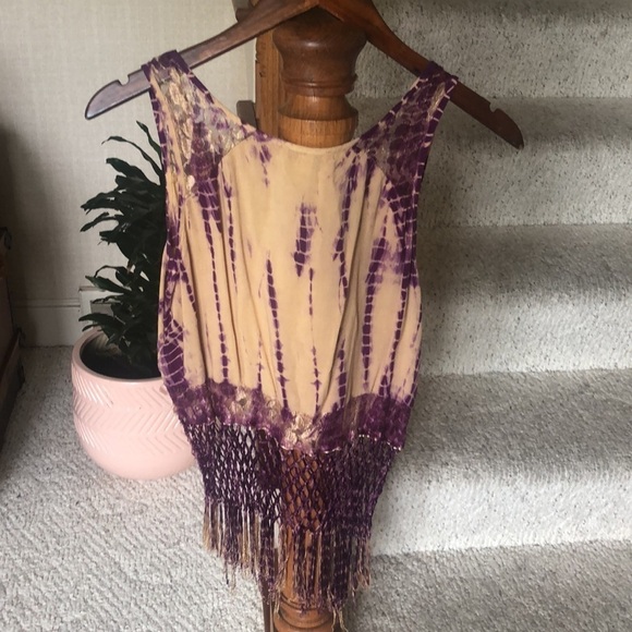 Patrons Of Peace Bohemian Tye Dye Lace Fringe Festival Top - Picture 5 of 8